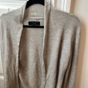 All Saints Gray Cardigan Sweater Lightweight Knit